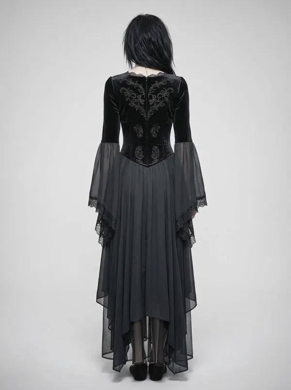 Midnight Victorian Lace Velvet Street Look Women's Gothic Dress