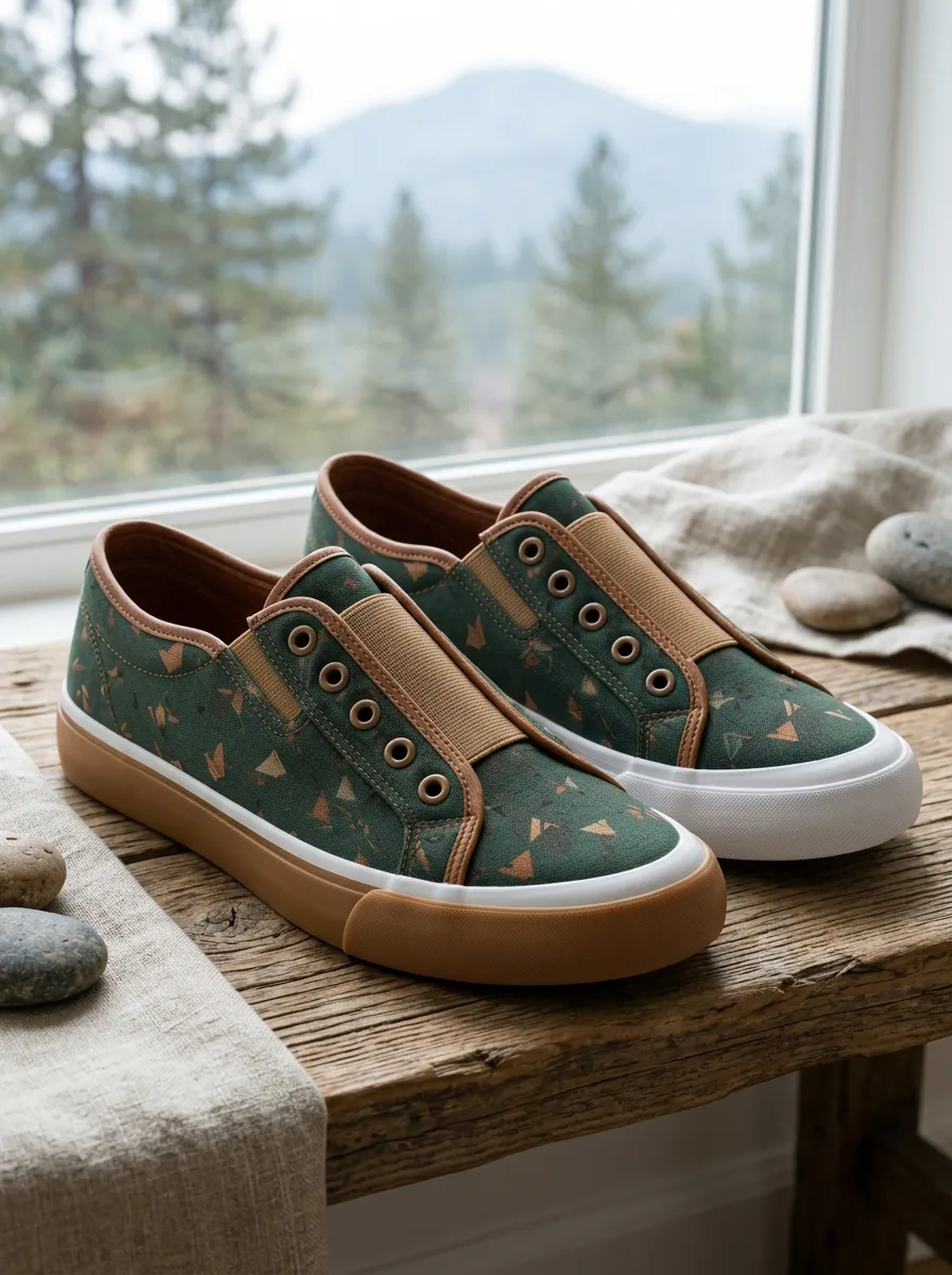 Men's Classic Geometric Triangle Pattern Patterned Canvas Shoes