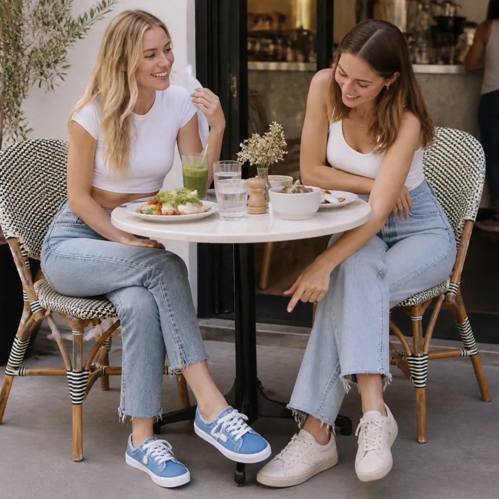 Frayed Denim Slip On Sneakers