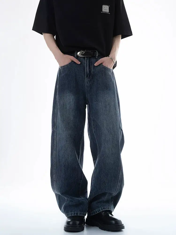 Barrel-Leg Washed Jeans