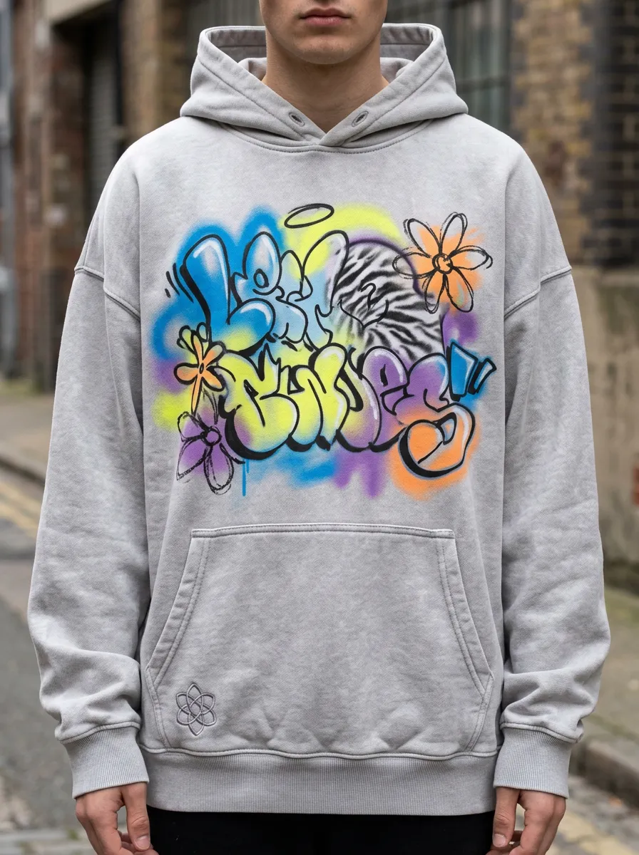 Unisex Streetwear Graffiti Flower Zebra Contemporary Graphic Hoodie