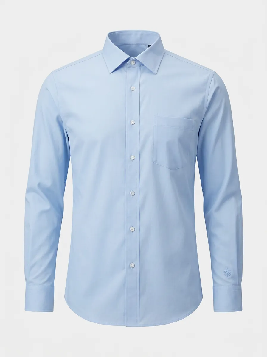 Men's Non-Iron Cotton Compass Logo Embroidered Dress Shirt