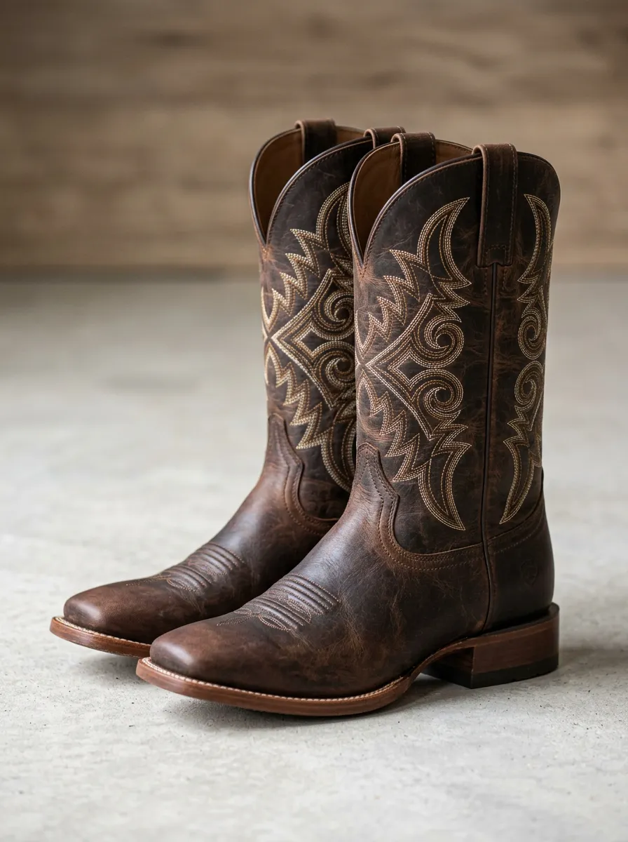 Traditional Embroidered Distressed Casual Western Boots