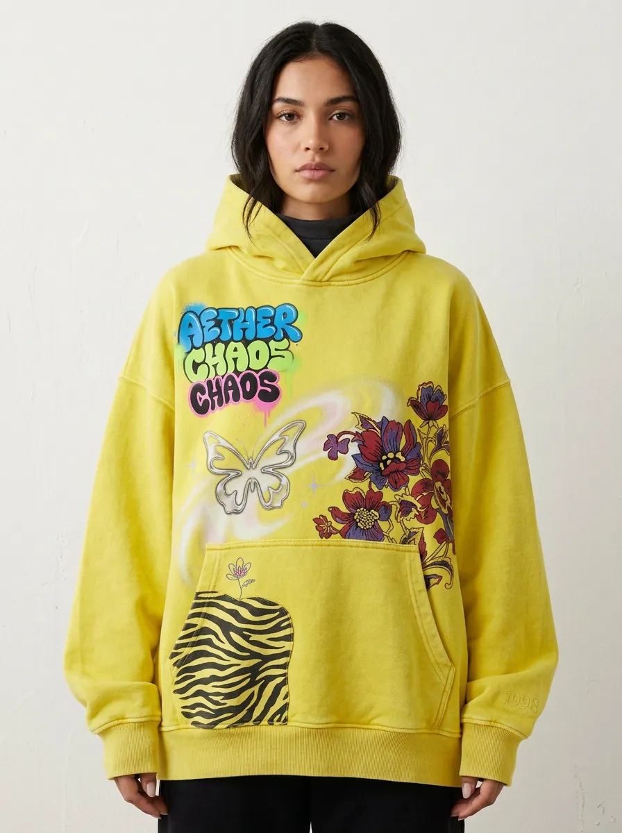 Unisex Streetwear Floral Butterfly Abstract Hoodie