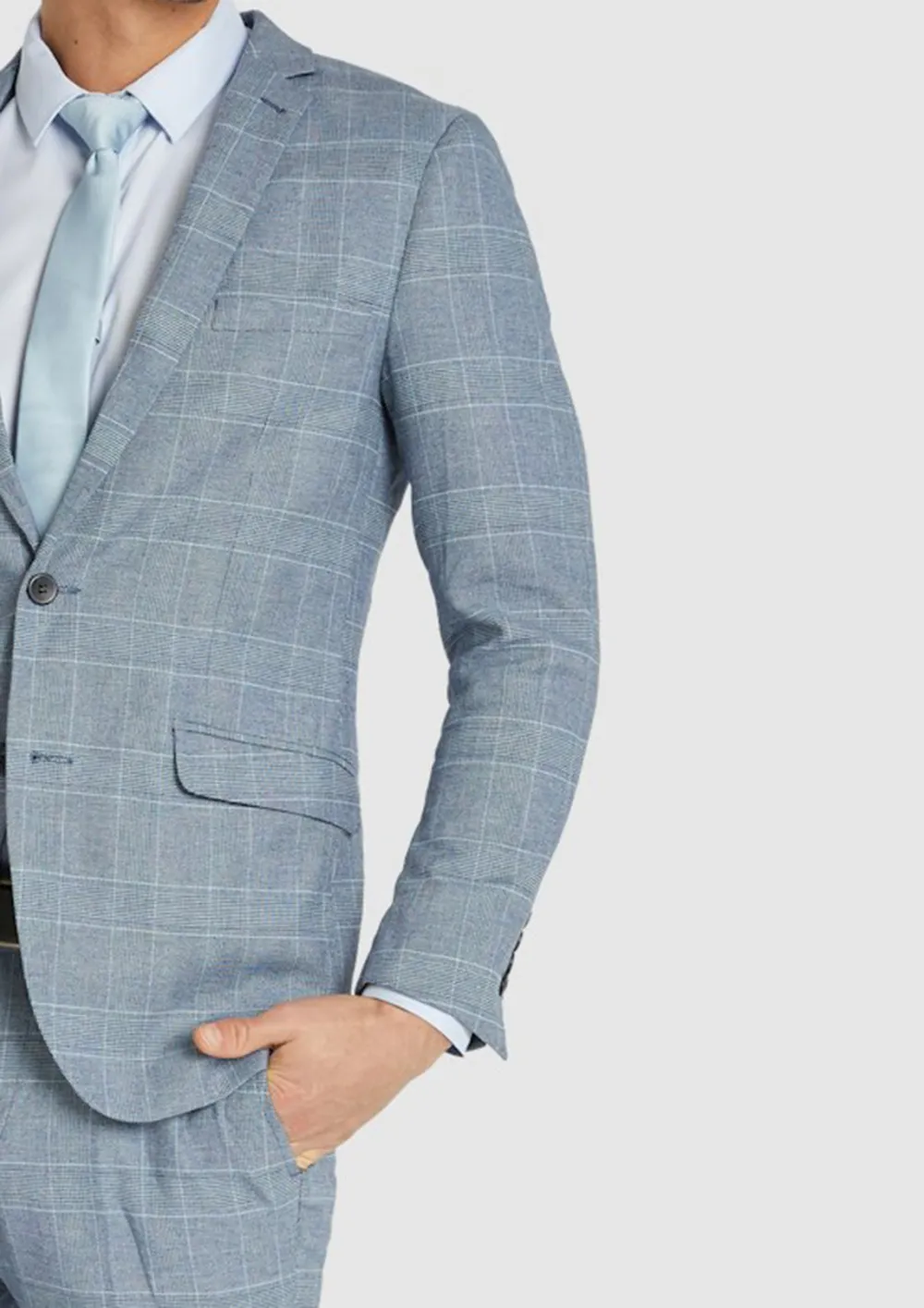 Men's Blue Classic Base Plaid Suit