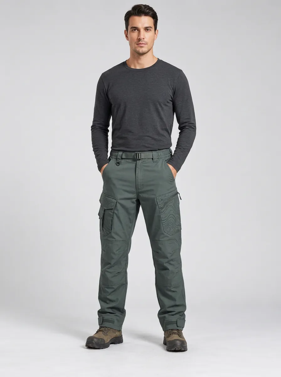 Men's Sage Green Topographic Tactical Cargo Pants