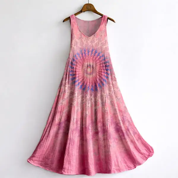 Women's Artistic Print Sleeveless A-Line Dress