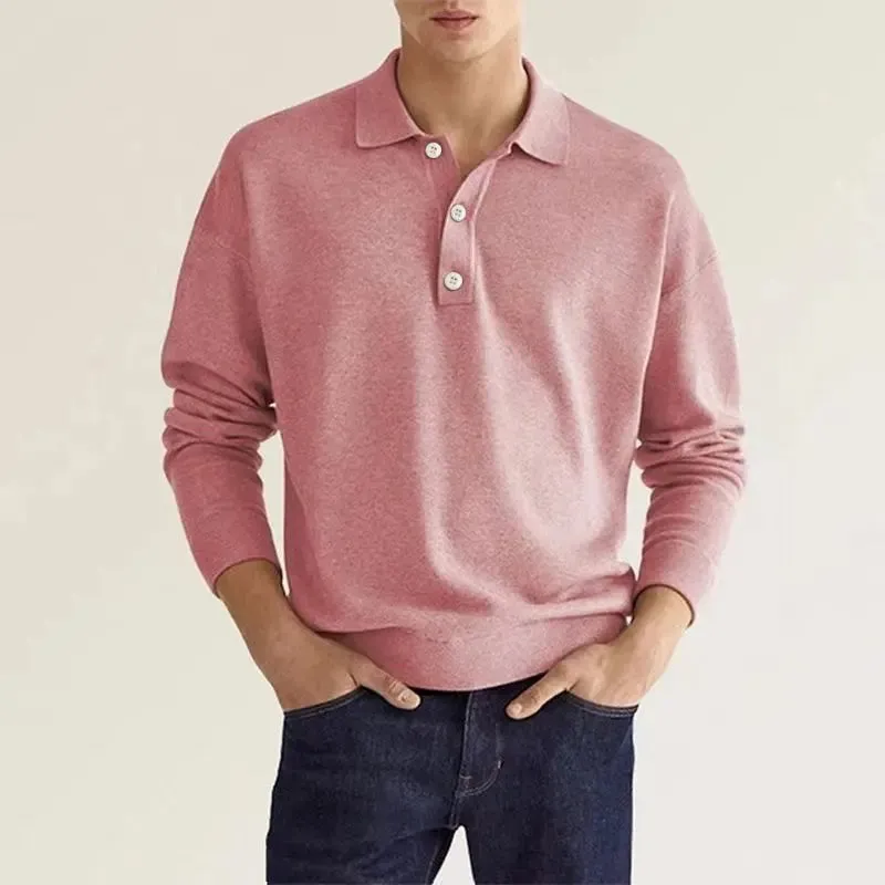 Knit Long Sleeve Polo Shirt