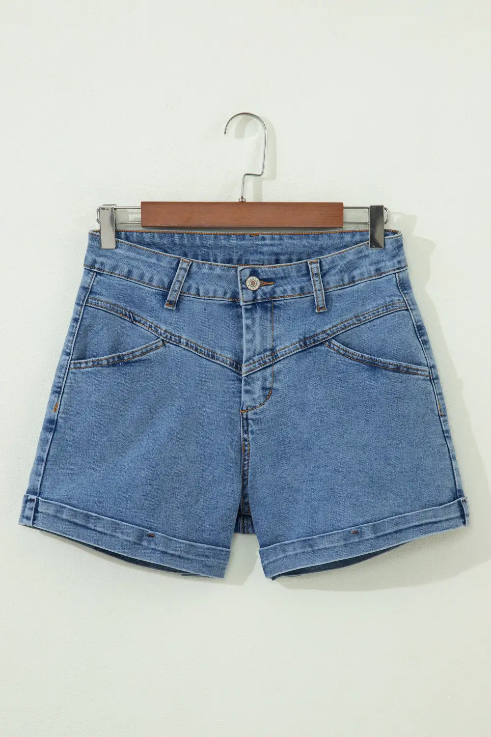 Zip-Fly Pocketed Denim Shorts