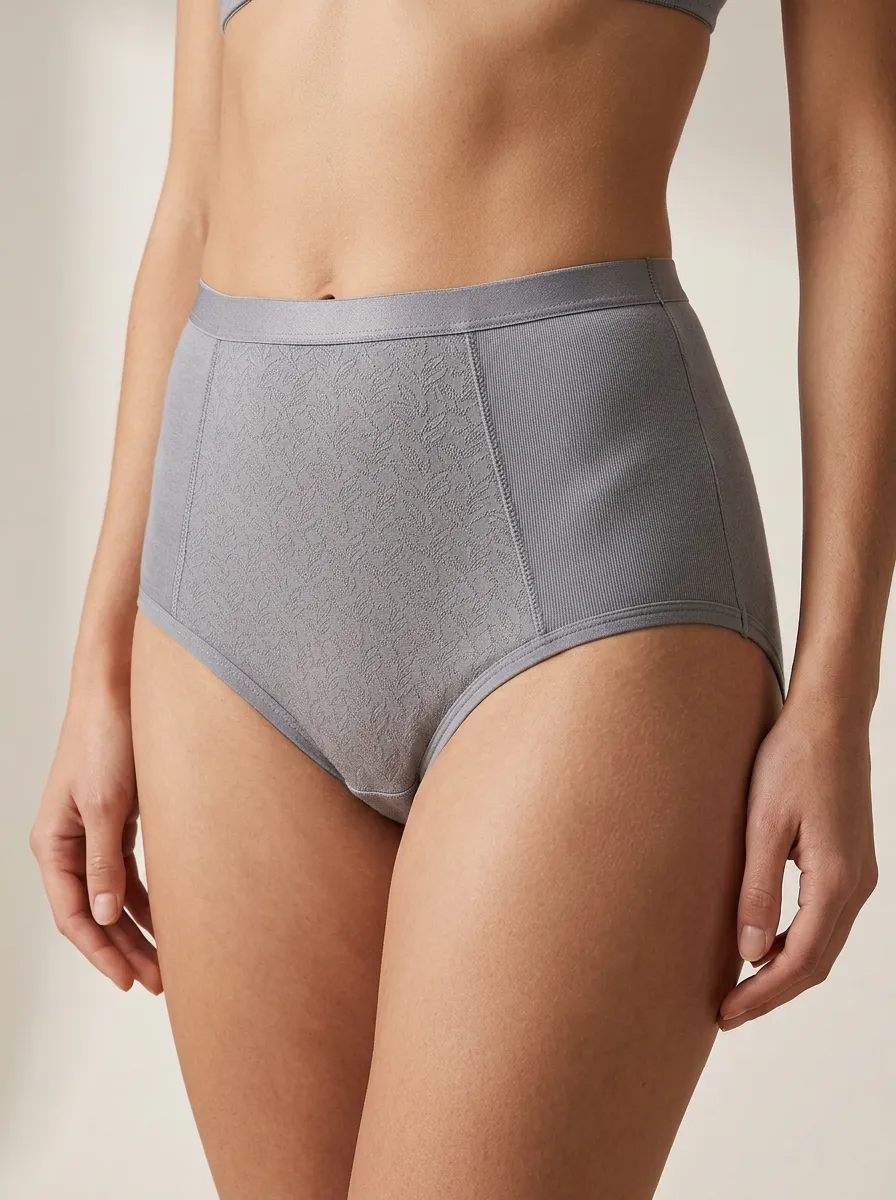 Women's High-Waisted Leaf-Pattern Textured Panties