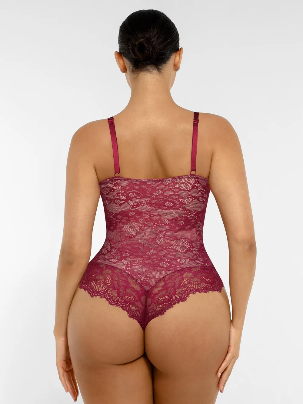 V Neck Lace Trim Shaping Bodysuit
