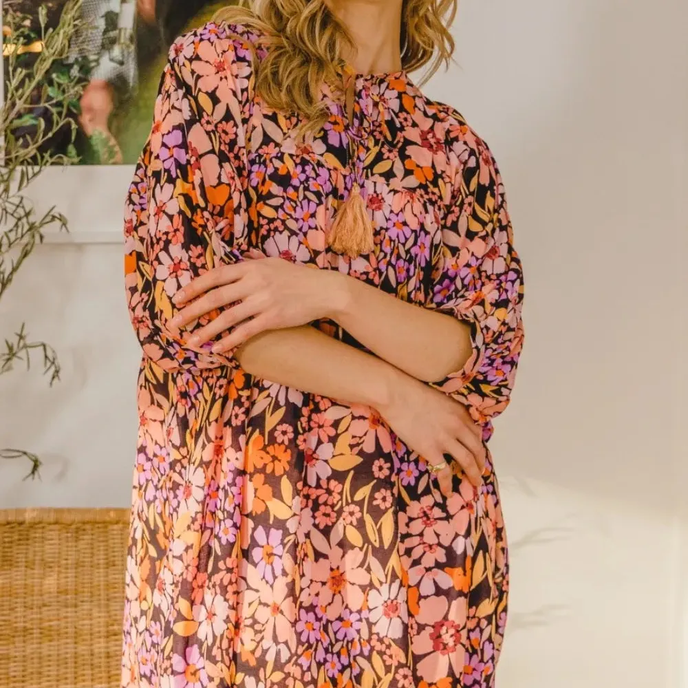 Floral Tied Neck Mini Dress