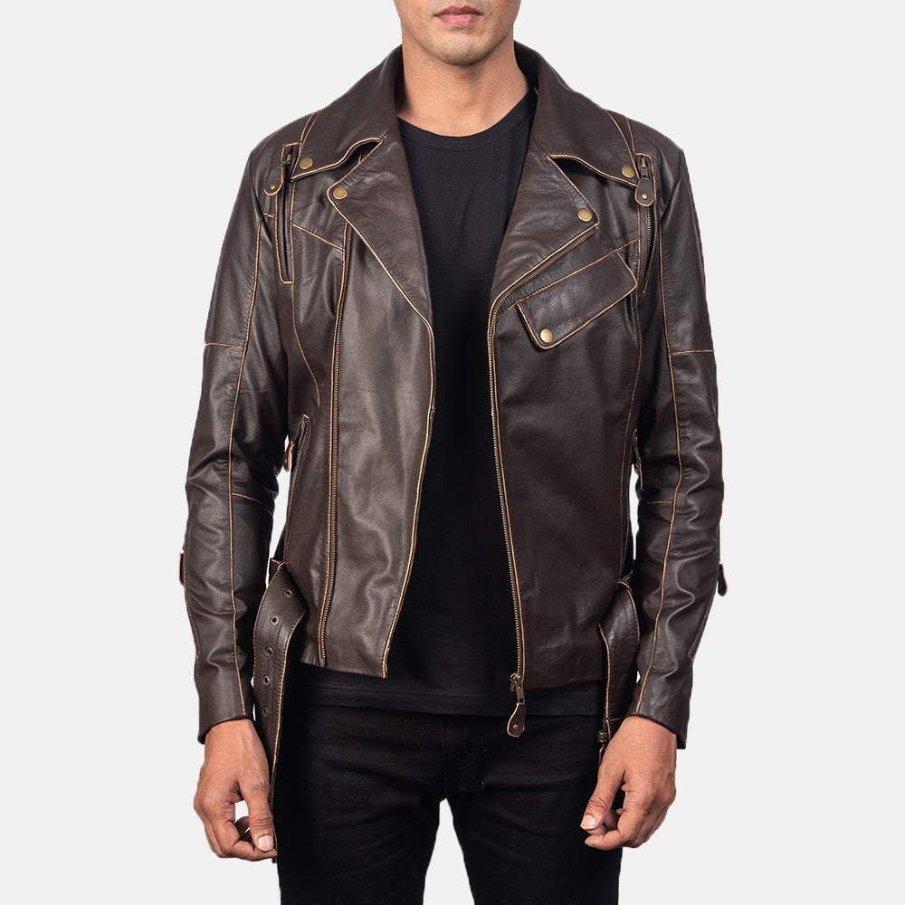 Men's Classic Layered Biker Leather Jacket