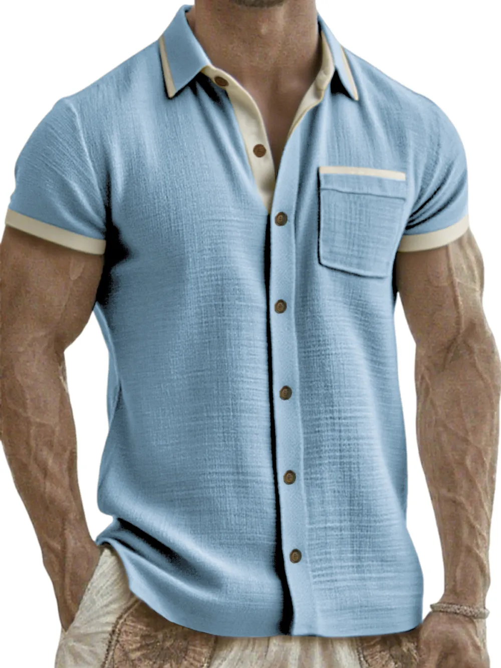 Linen Blend Pocket Shirt