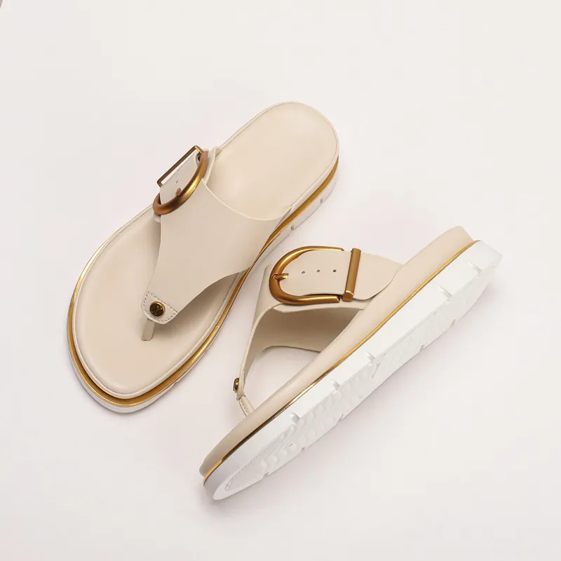  Cushioned Buckle Thong Sandals Apparel
