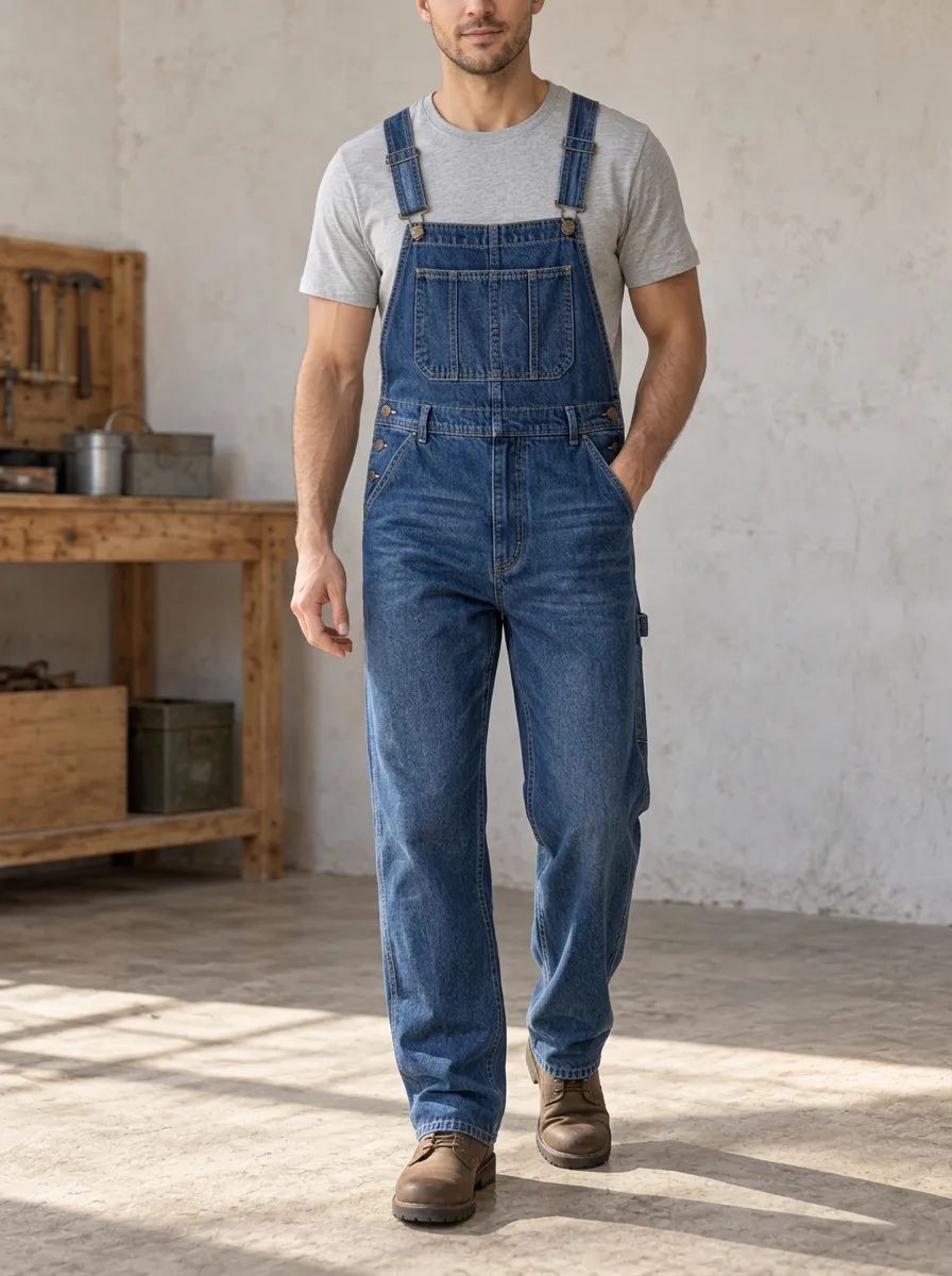 Men's Denim Overalls with Utility Loop