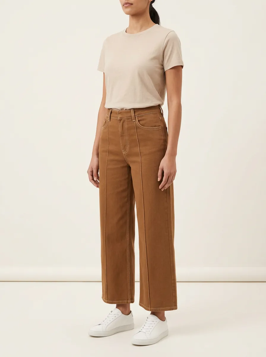 Women's Contrast-Pocket Wide-Leg Pants