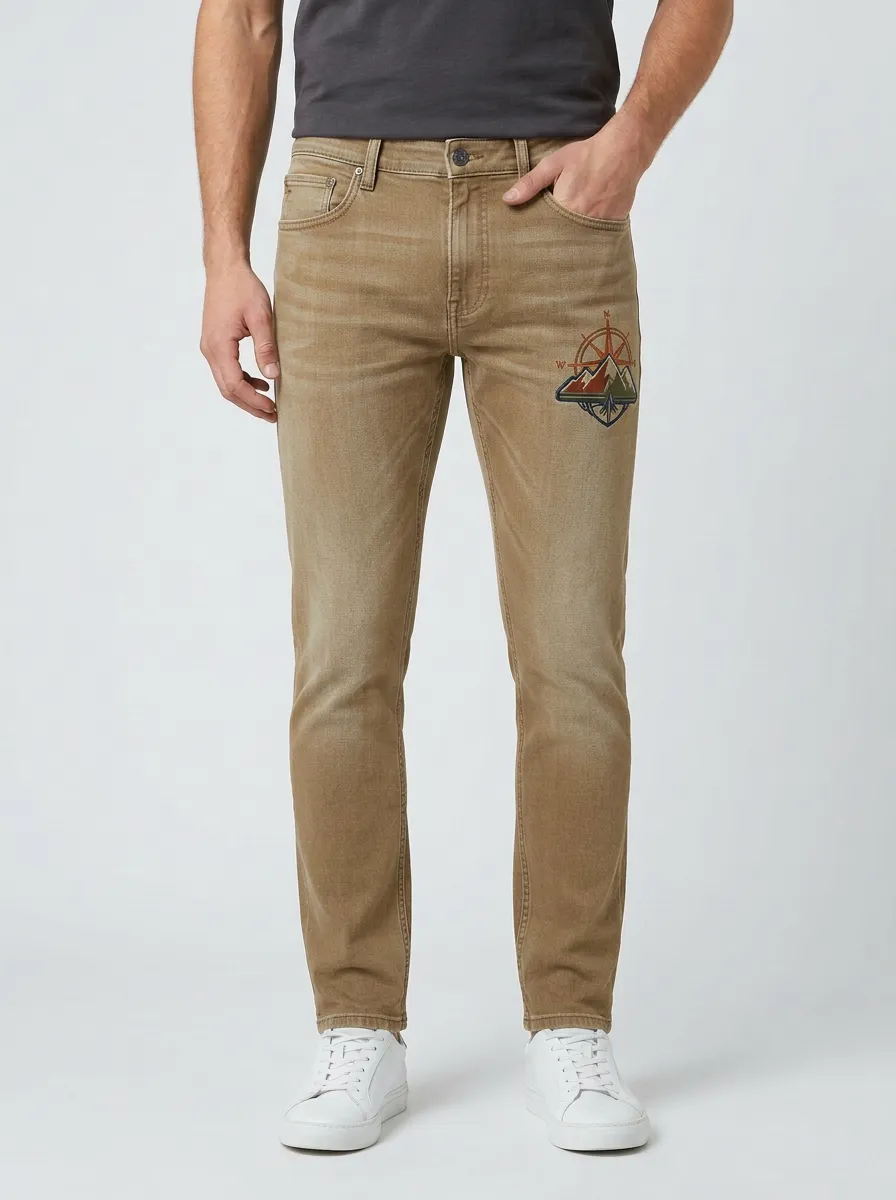 Men's Charcoal Grey Outdoor Mountain Compass Slim Fit Jeans