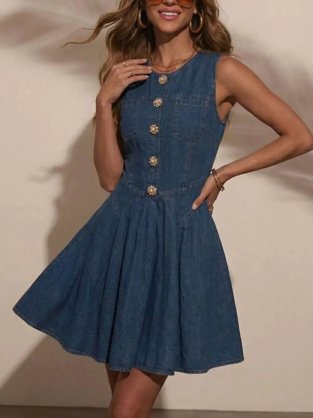 Denim Sleeveless Dress Casual