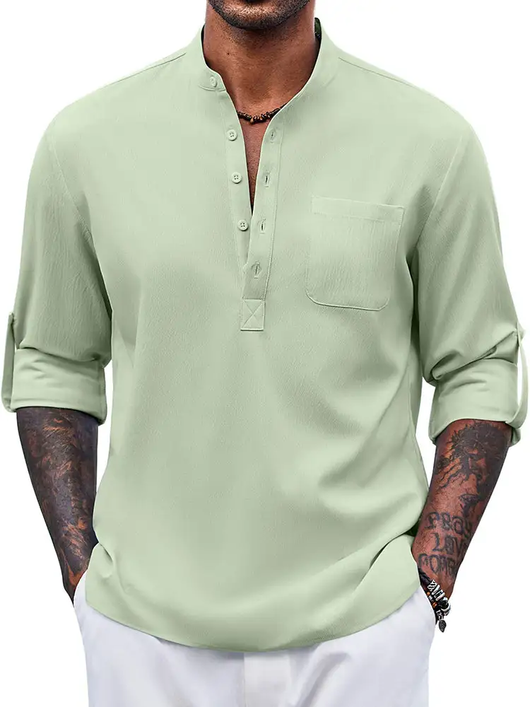 Casual Summer Vacation Henley Shirt