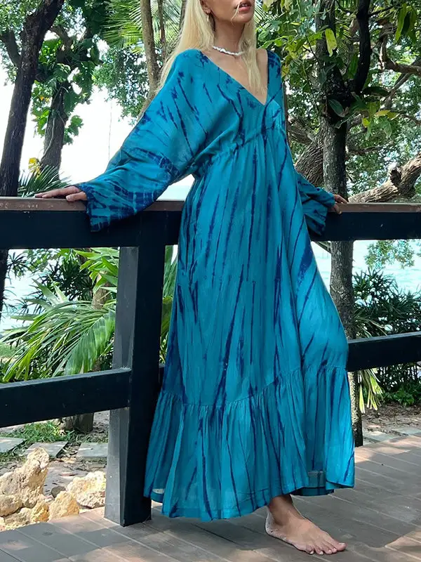 Joint Printed Sleeve Neck Maxi Dress