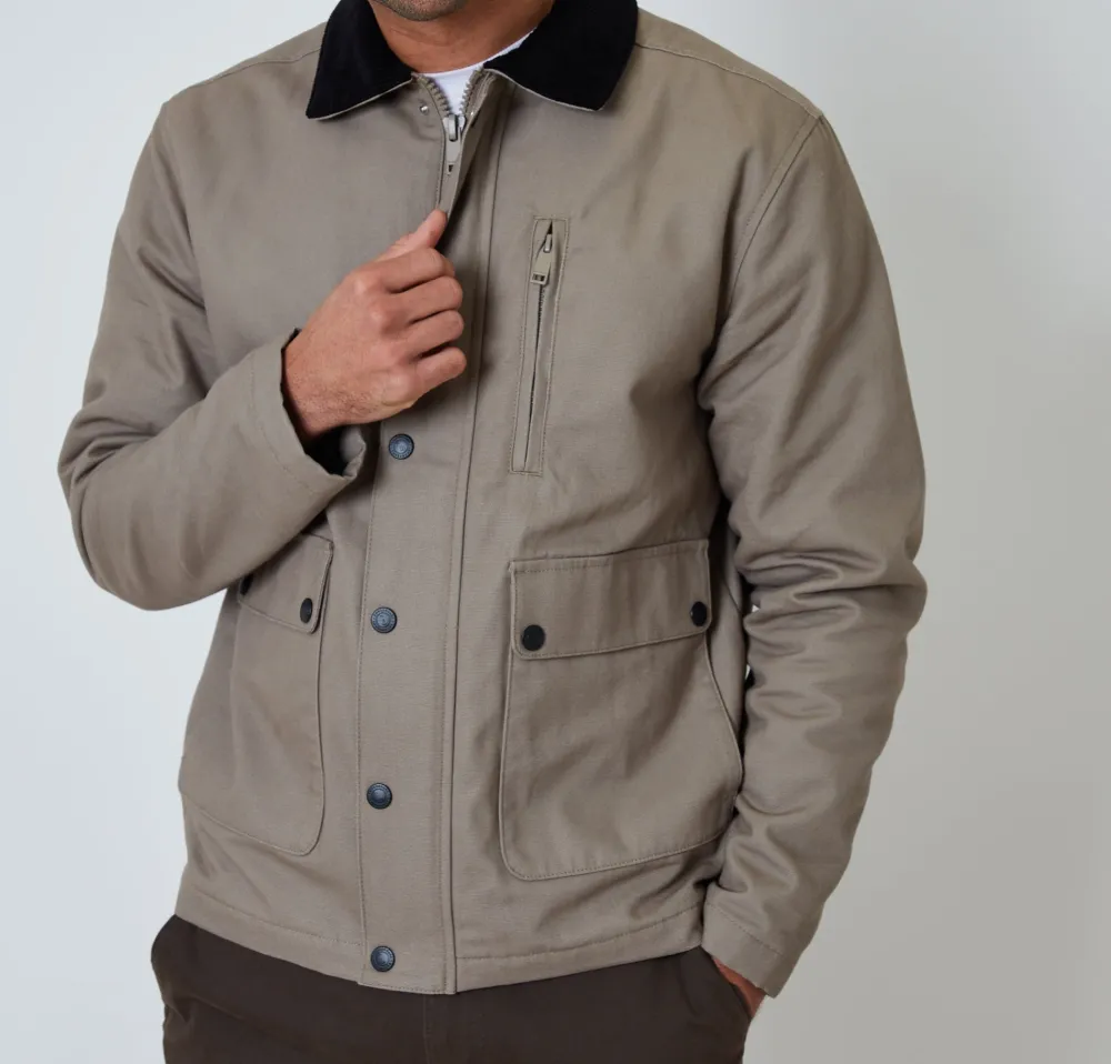 Men's Mushroom Brown Collared Lightweight Jacket