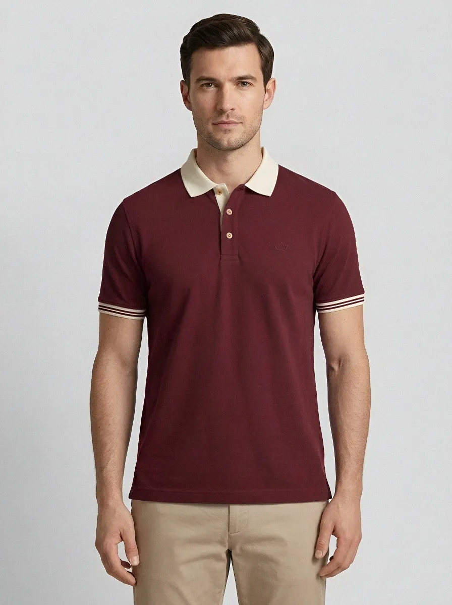 Men's Navy Blue Crown Embroidered Polo Shirt