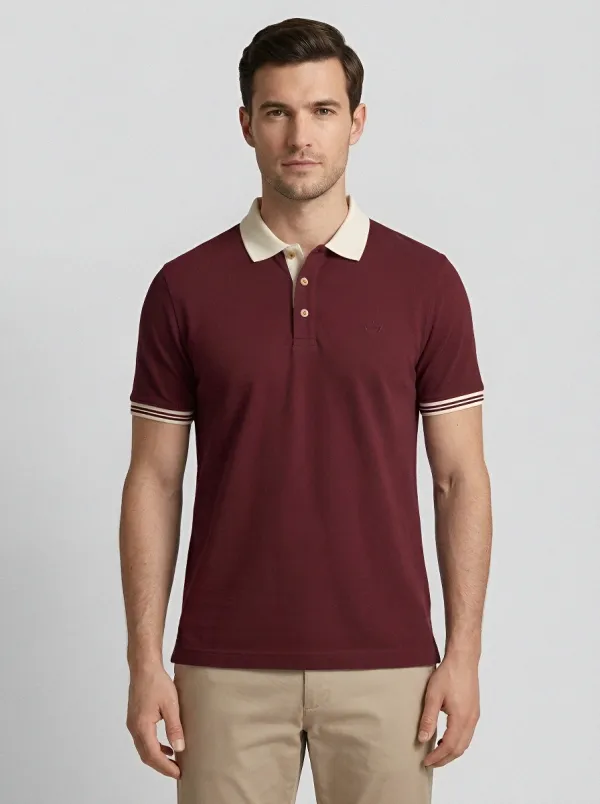Men's Navy Blue Crown Embroidered Polo Shirt