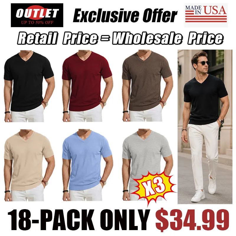 Men's Wool Blend Short Sleeve V-Neck Sweater Soft Textured Knit Pullover for Business Casual Wear