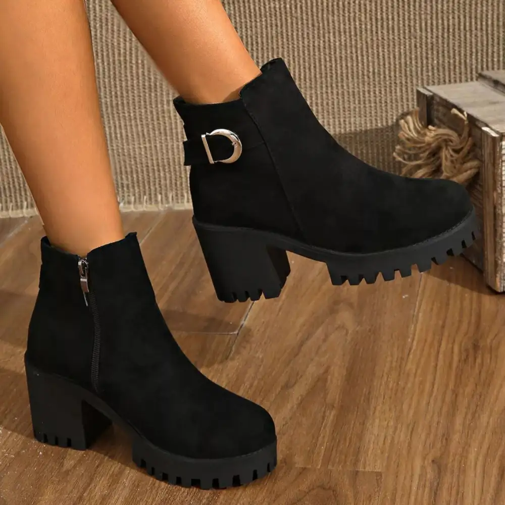 Essential Round Toe Block Heel Boots