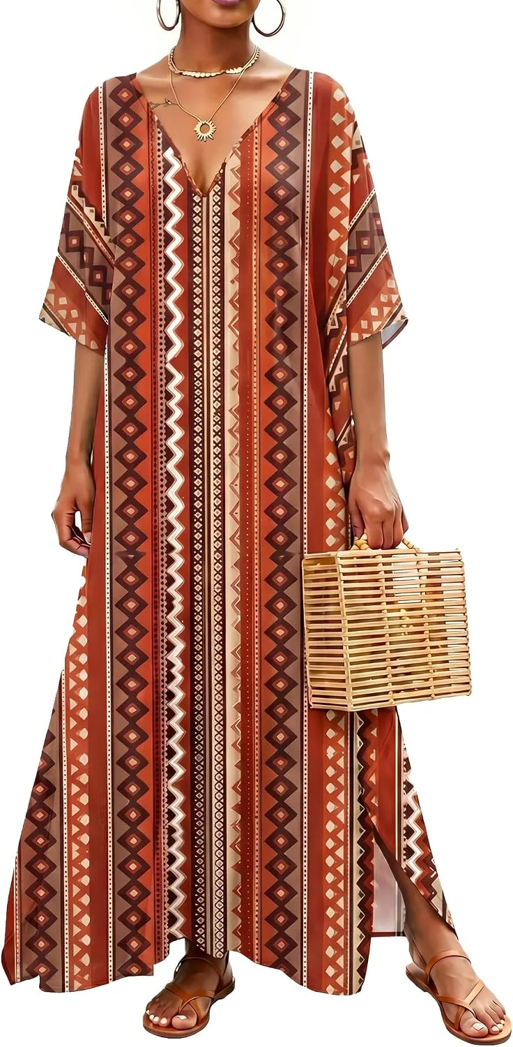 Women Moomoo Dress Beach Cover Ups for Women Long Kaftan Nightgown Muumuu Plus Size Caftan