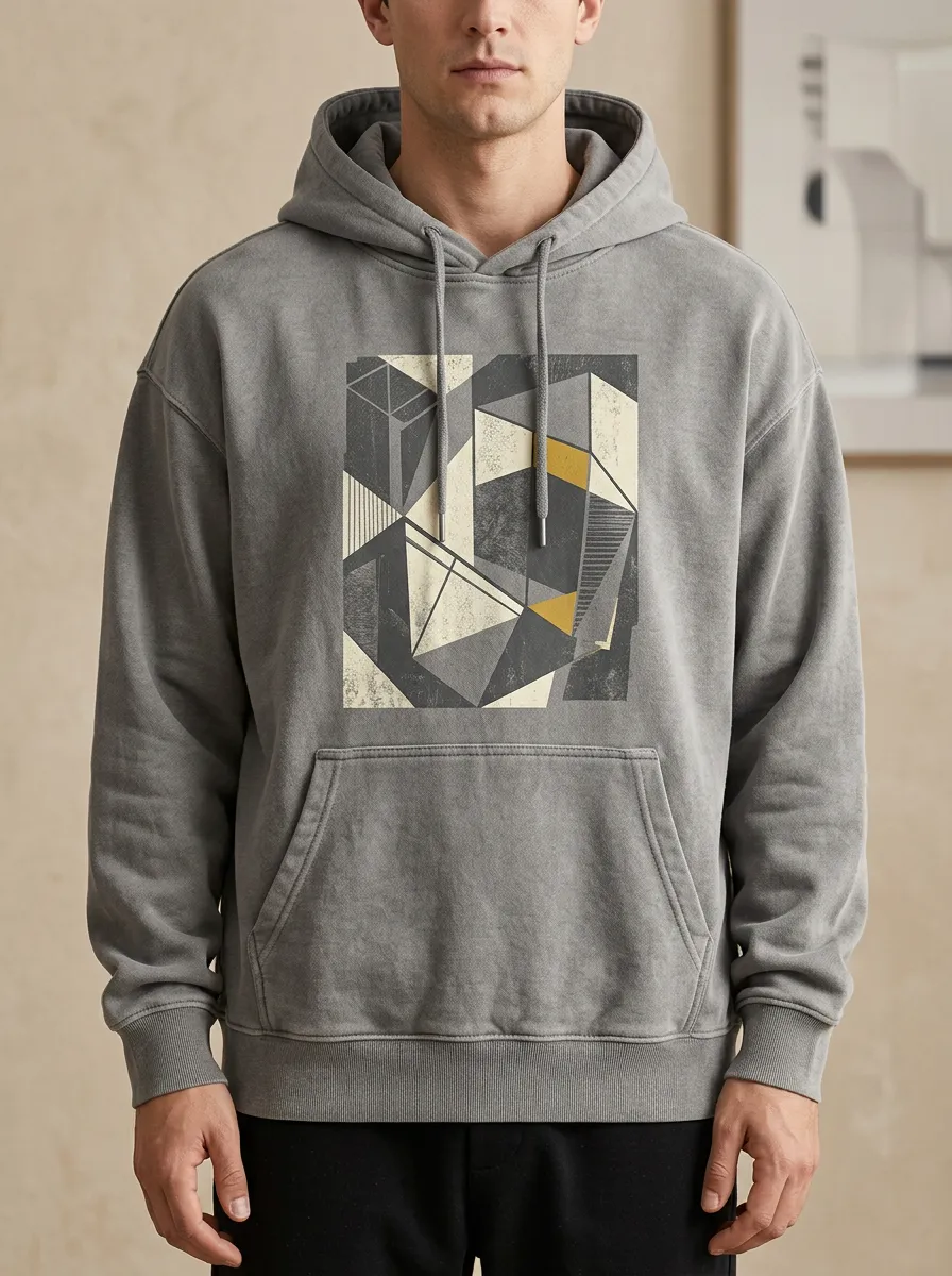 Men's Geometric Abstract Print Casual Hoodie
