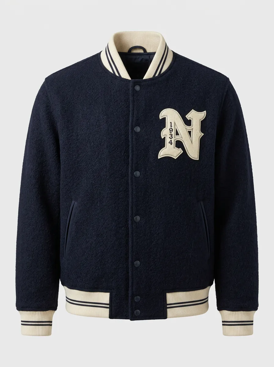 Men's Letter N 1934 Applique Wool Baseball Jacket