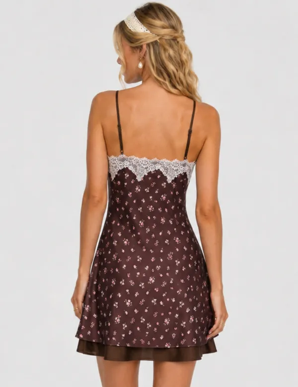 Reversible Lace Trim Spaghetti Strap Mini Dress