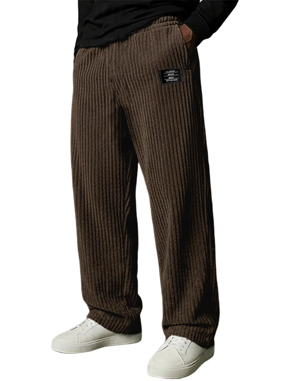 Corduroy Striped Seamed Trousers