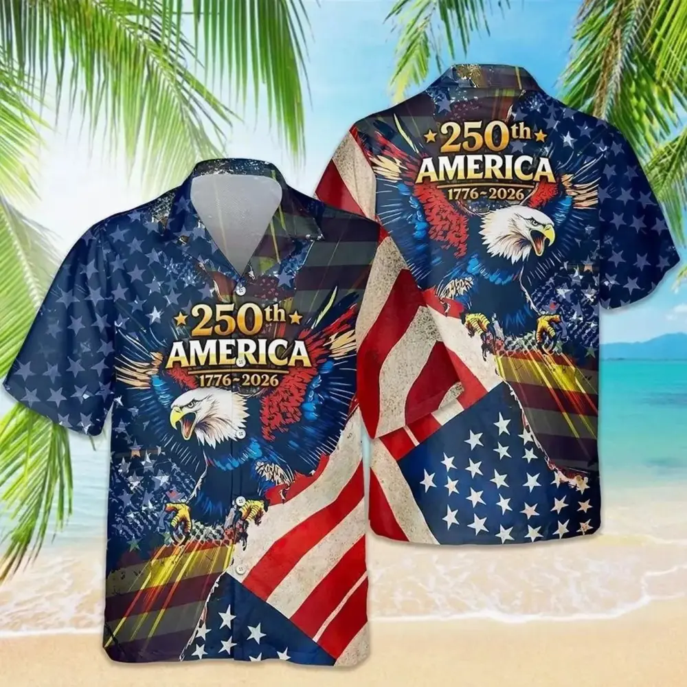 Men's Retro Hawaii Shirt Mixed Bundle 250 Years of Freedom 250th Anniversary Patriotic Shirt