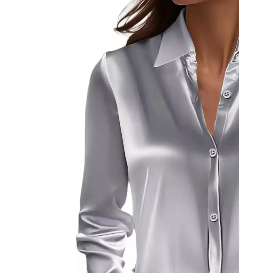 Full Size Button Down Collared Neck Long Sleeve Shirt Plus Size