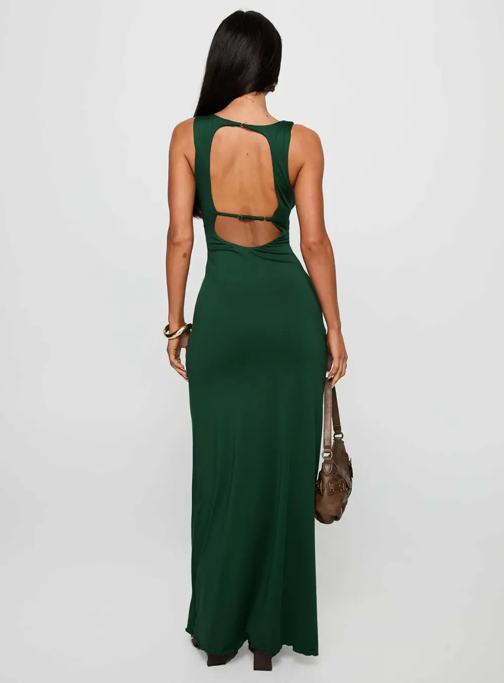 Bubble Texture Plunge Neck Maxi Dress
