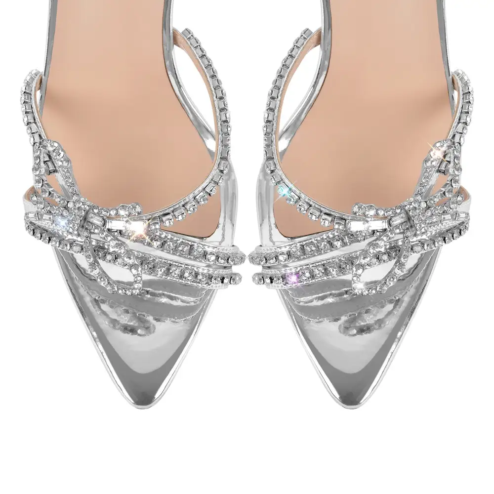 Rhinestone Bow Patent Leather Sandals