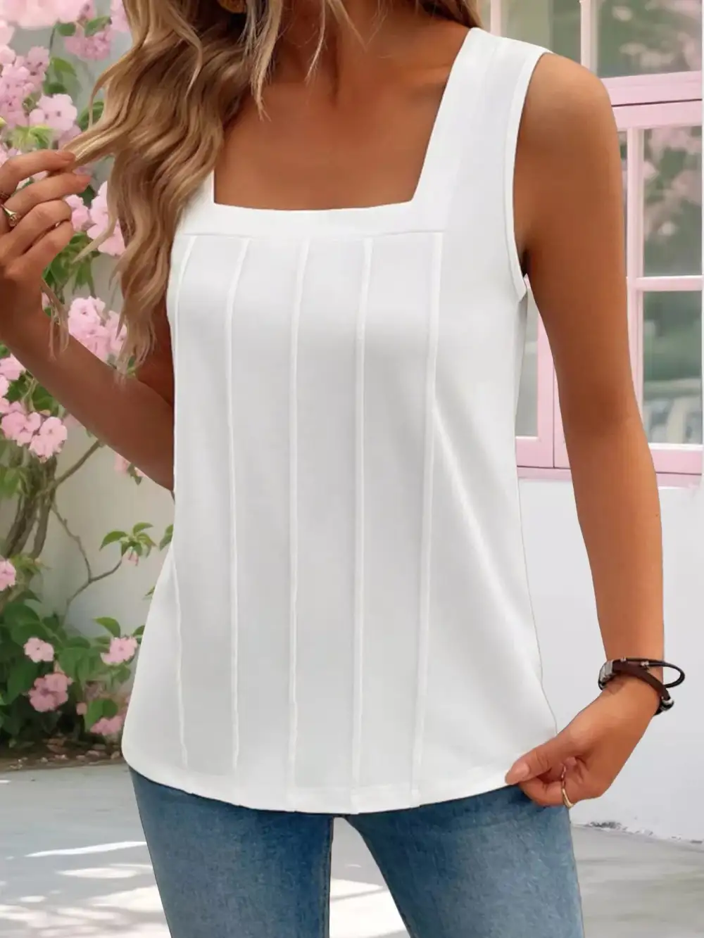 Relaxed Refined Square-Neck Tank Top
