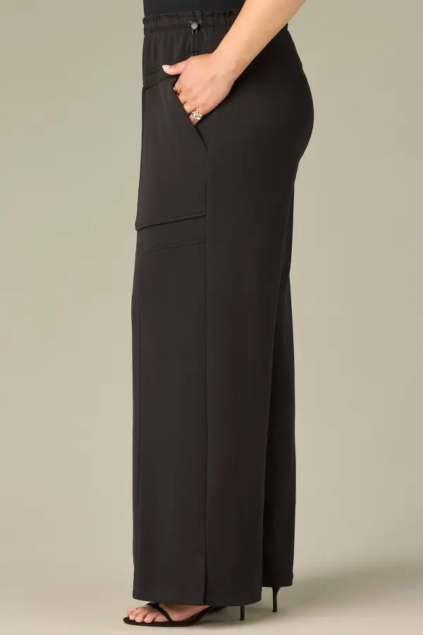  Pull On Side Slit Plus Size Wide Pants