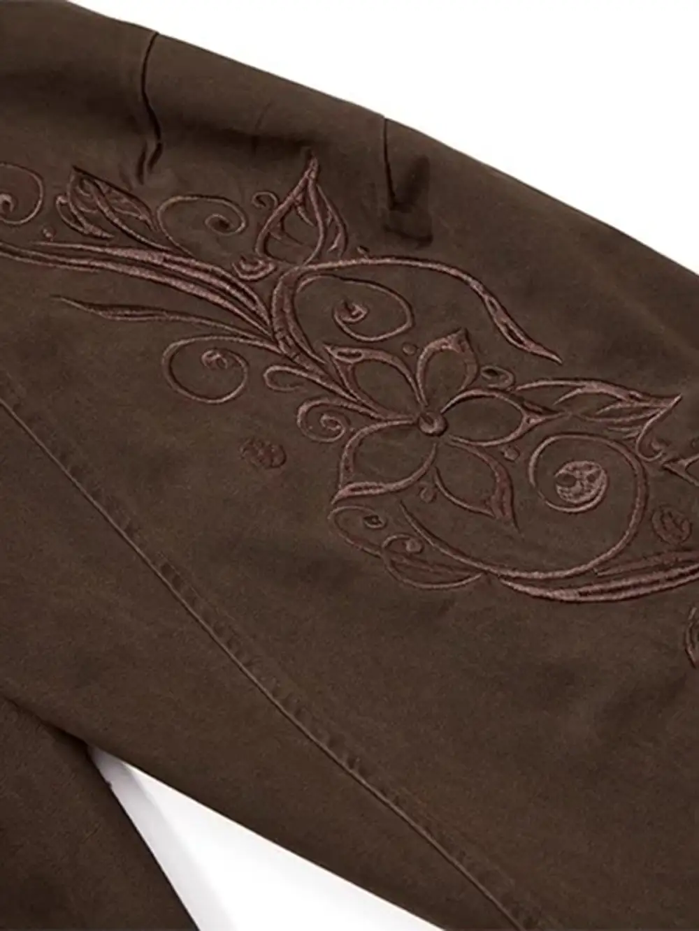 Curved-Cut Embroidered Utility Pants