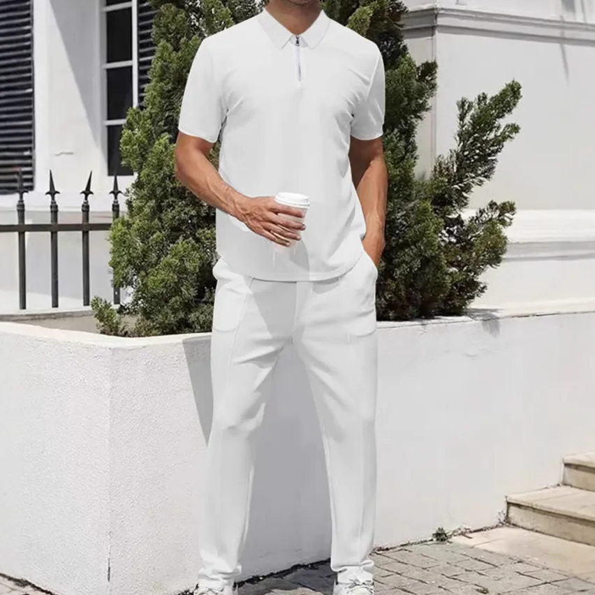 Zip Front Interlock Polo Shirt