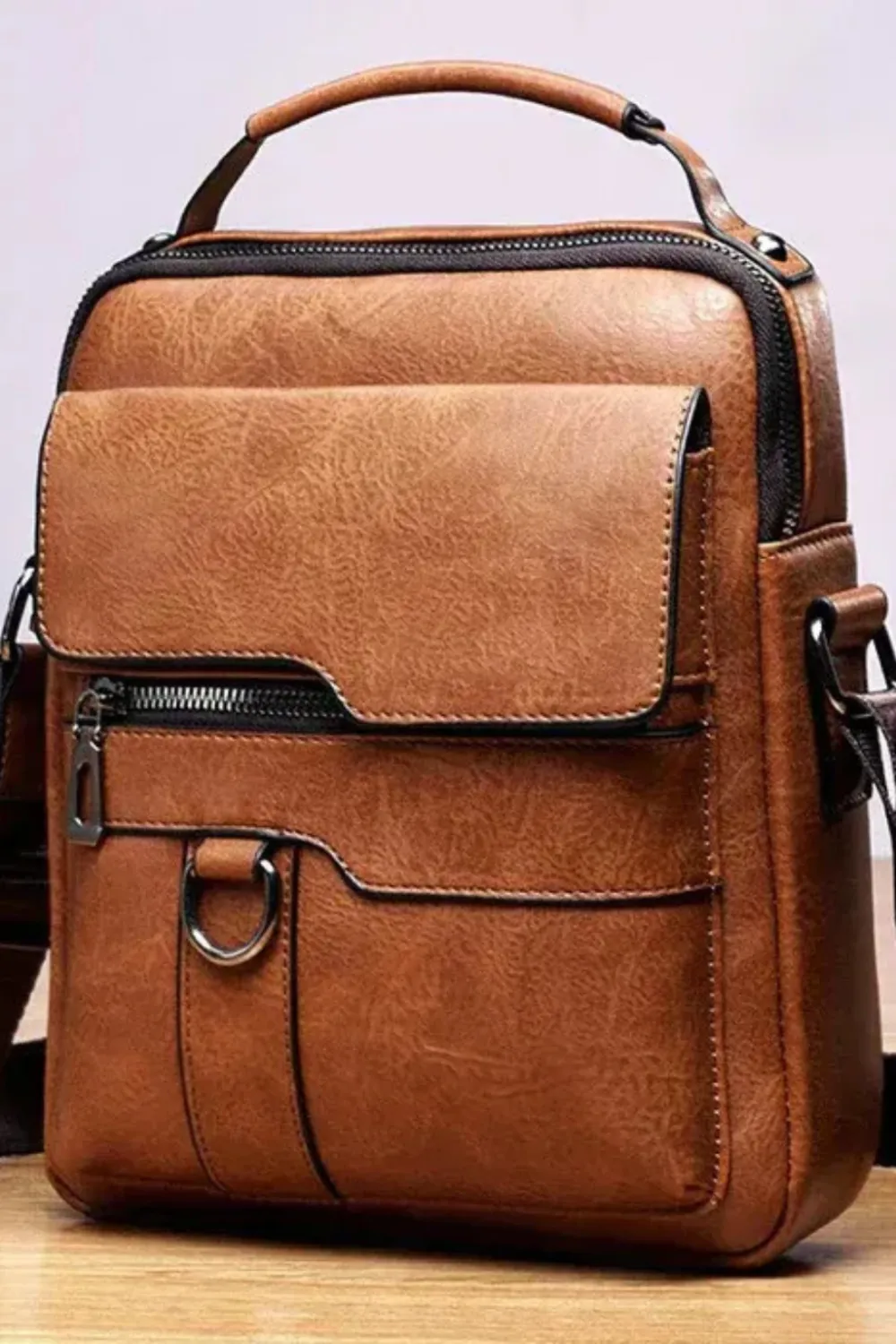 Structured Leather Crossbody Bag