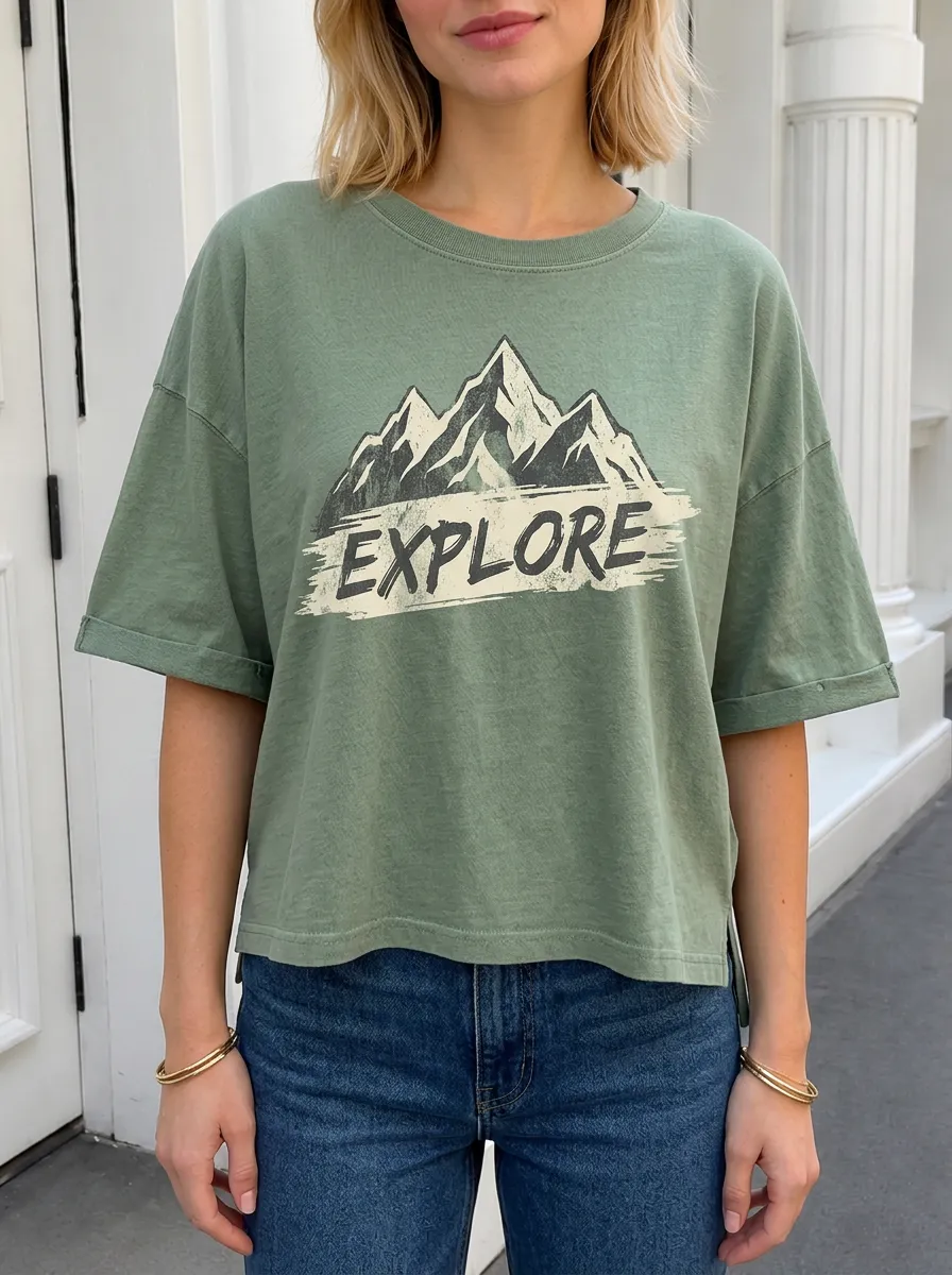 Women's Nature Adventure Explore Mountain Printed T-shirt