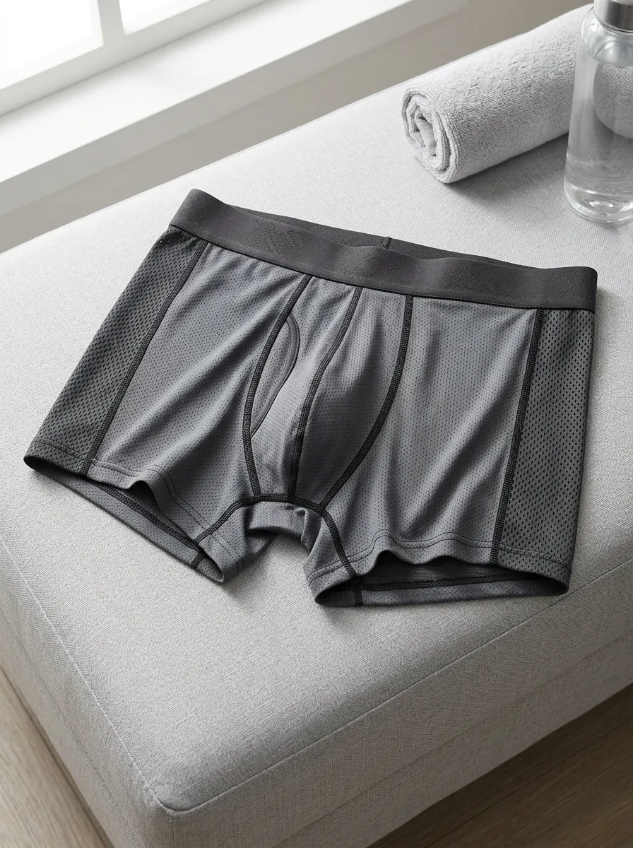 Men's Athletic Performance Grey Mesh Breathable Boxer Briefs
