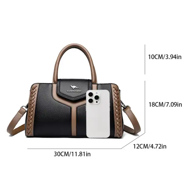 Elegant Two-Tone Braided Leather Handbag