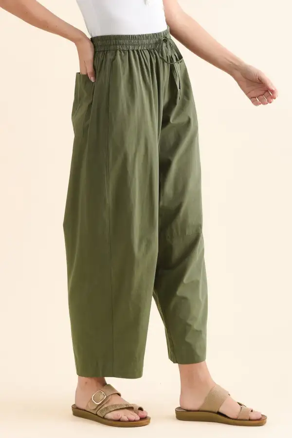 Viscose Mid Rise Drawstring Pants