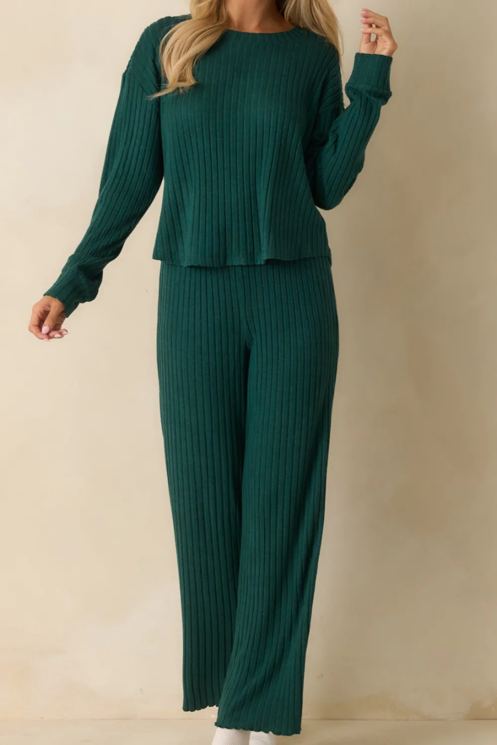 Supply Mistletoe Dawn Smocked Ribbed Knit Pants