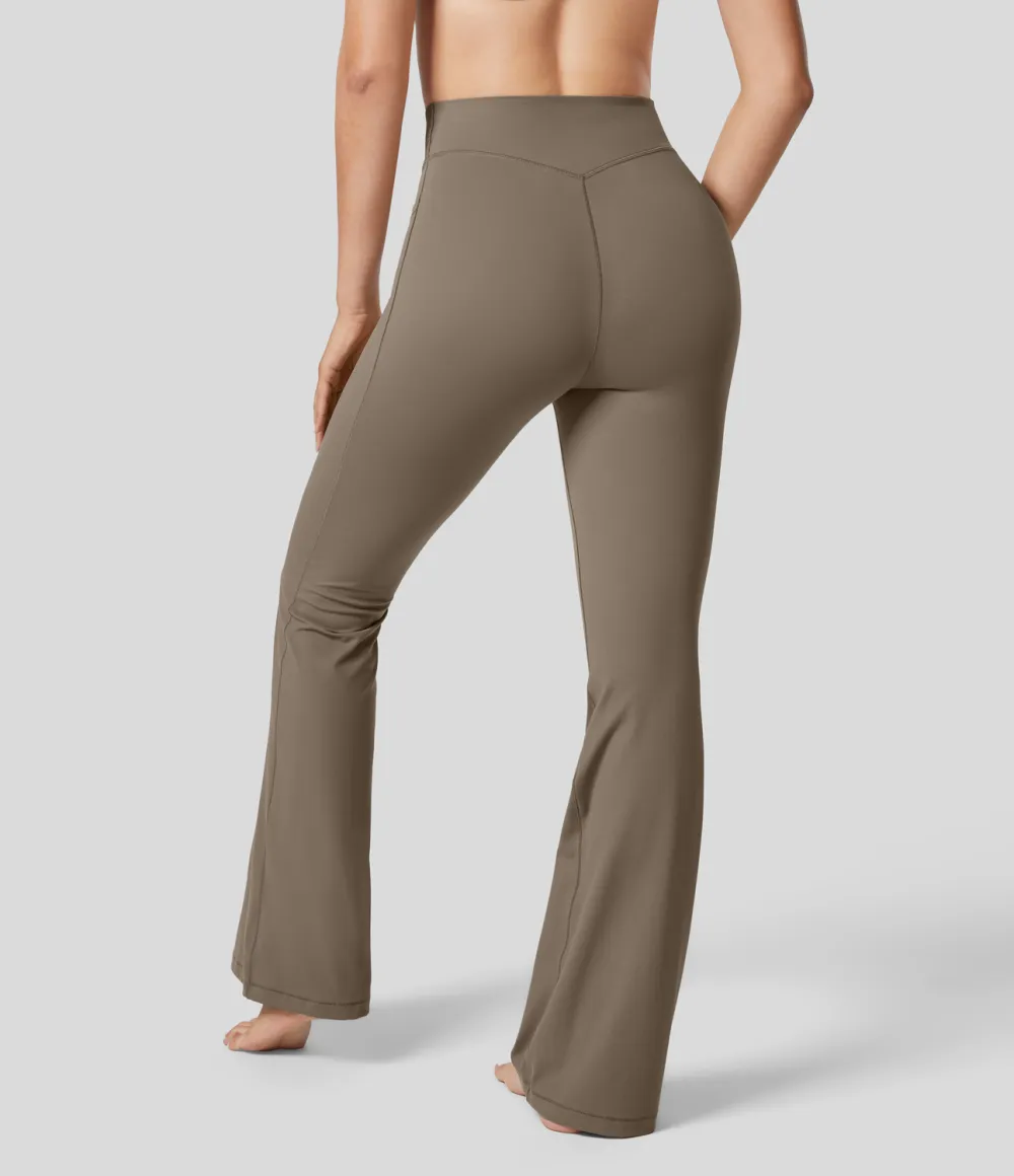 UltraSculpt Mid Rise Tummy Control Side Pocket Running Full Length Flare Leggings
